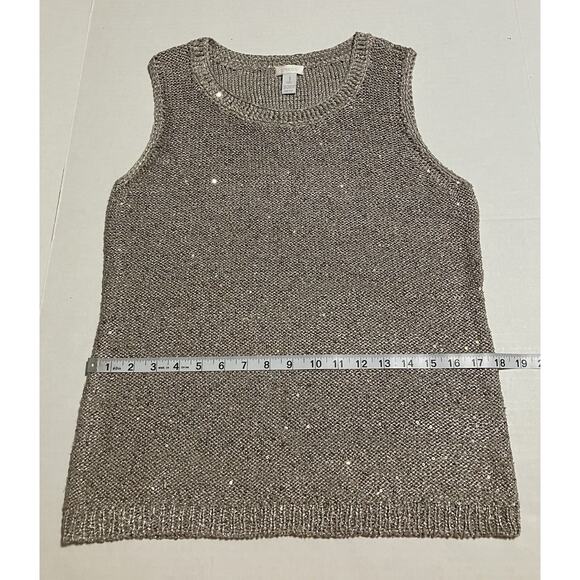 Womens Chicos Special Occasion Cardigan Sweater Tank Top Sequins Taupe Sz 1 - Picture 11 of 16